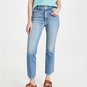 MOTHER Hustler High Rise Ankle Fray Jeans Au Revoir Wash Sz 24